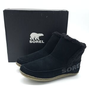 SOREL Women's Nakiska Bootie Winter Size 8 Black Sage Suede Lightweight